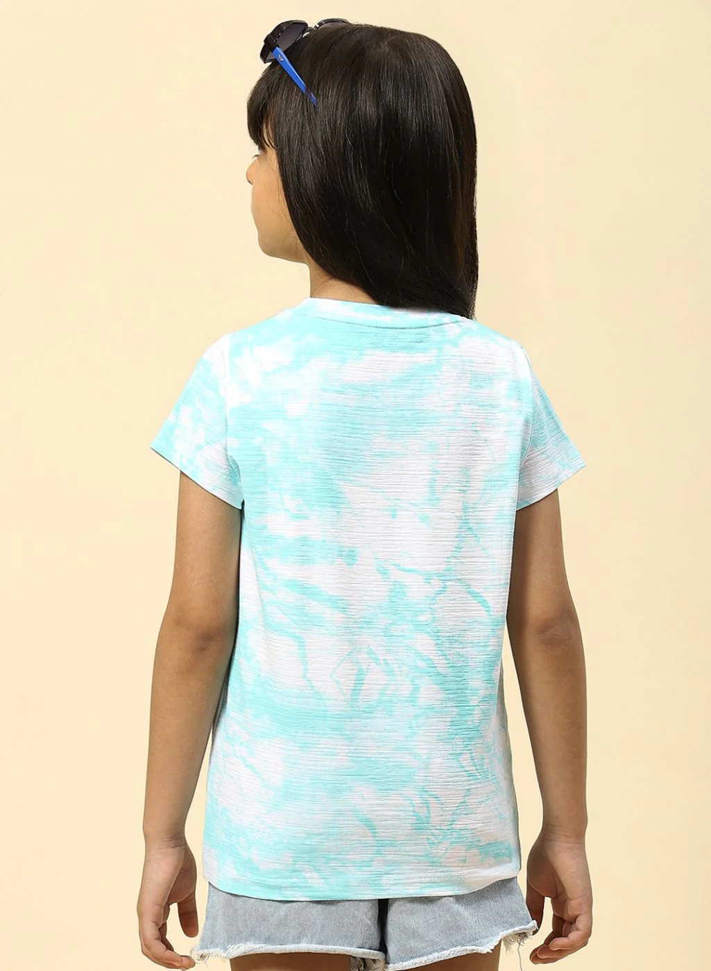 Girls Aqua Blue Printed Top - Image 5