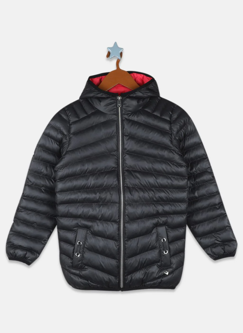 Girls Black Solid Jacket