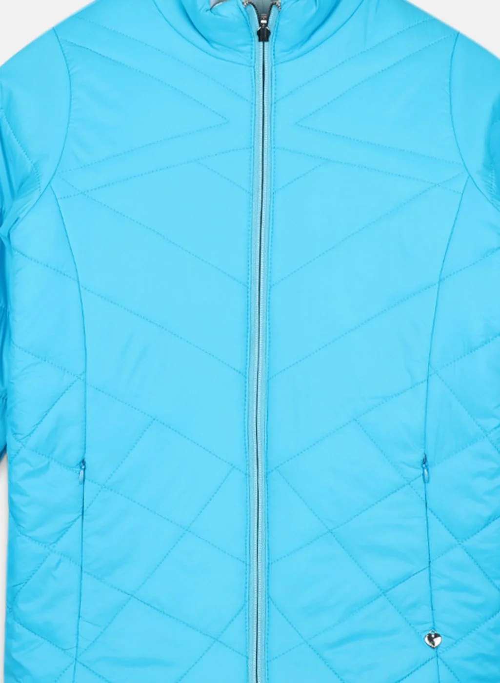 Girls Blue Printed Jacket - Image 3