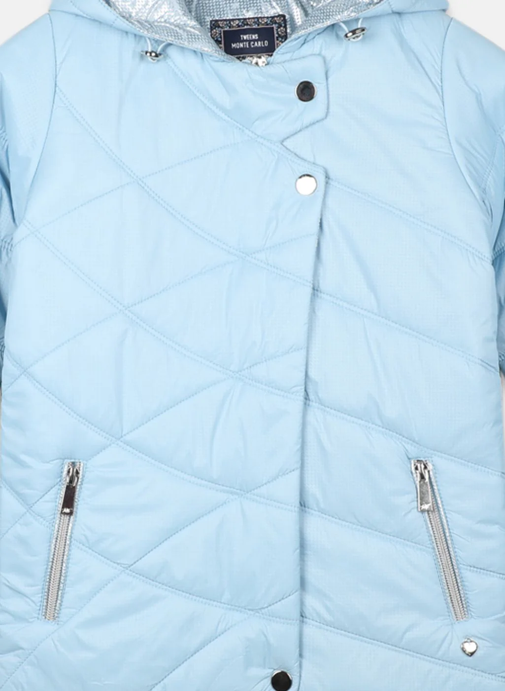Girls Blue Solid Jacket - Image 3