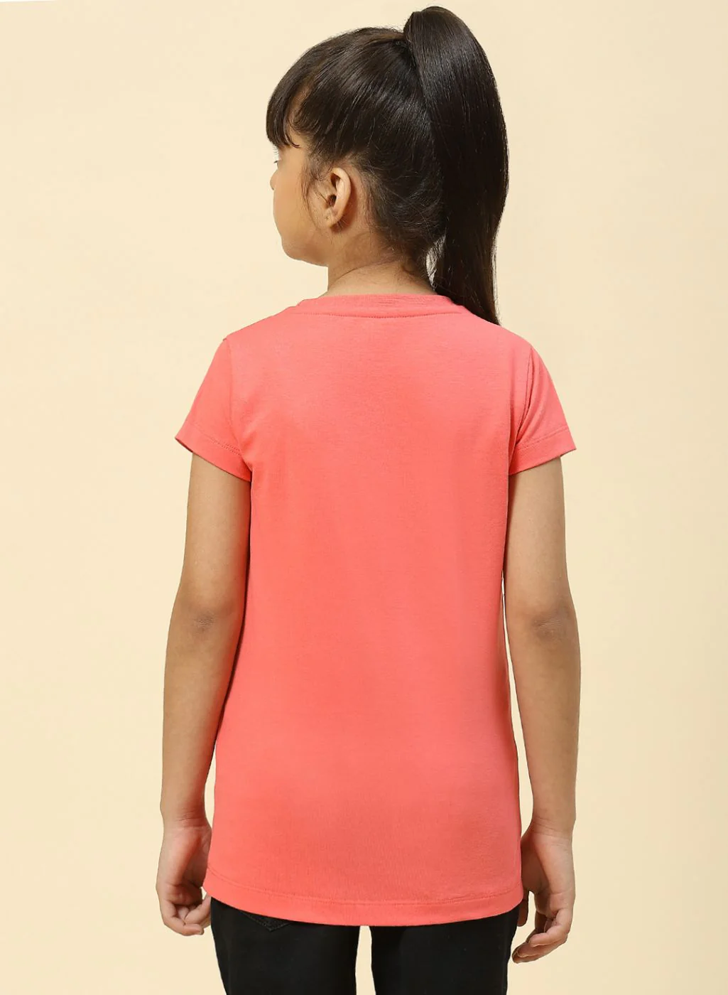 Girls Coral Pink Printed Top - Image 5