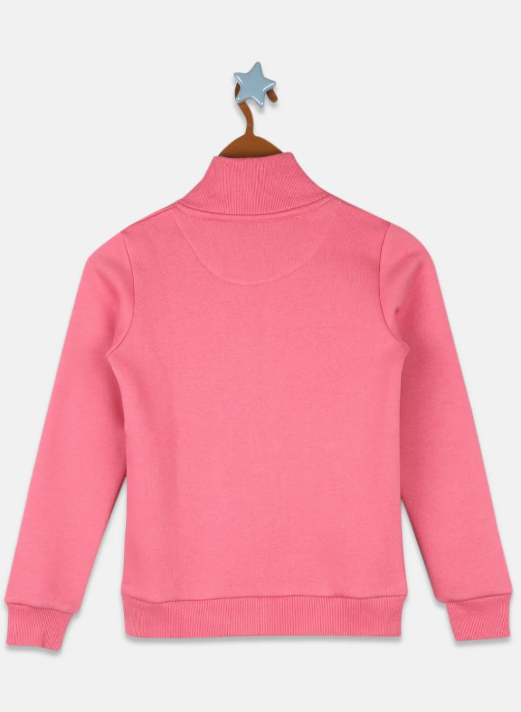 Girls Coral Pink Solid Sweatshirt - Image 2