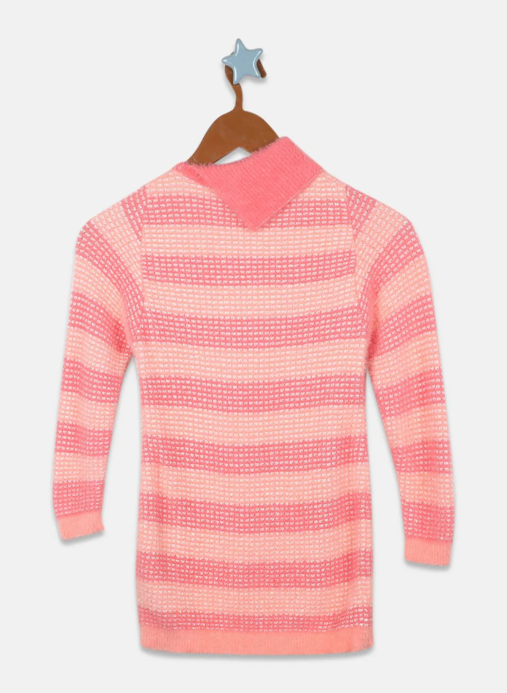 Girls Coral Pink Stripe Top - Image 2