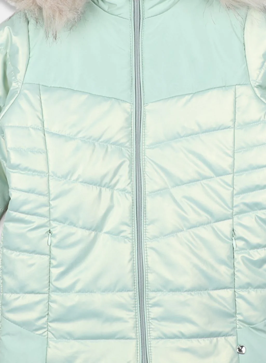 Girls Green Printed Jacket - Image 3
