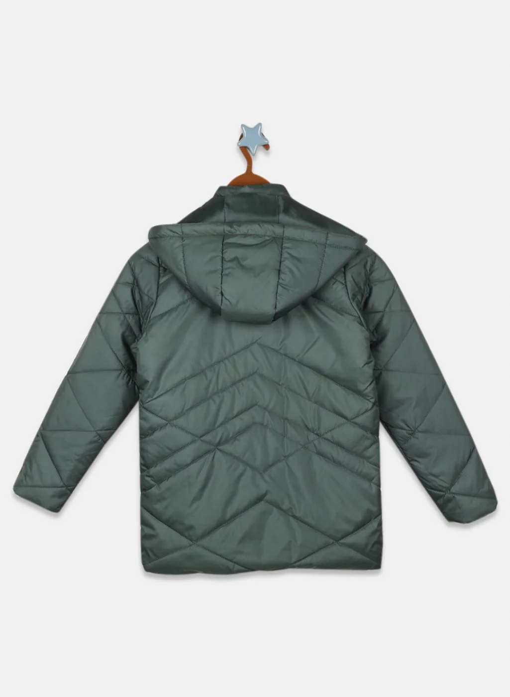Girls Green Solid Jacket - Image 2