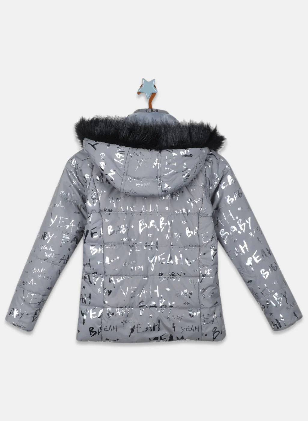 Girls Grey Printed Jacket - Image 2