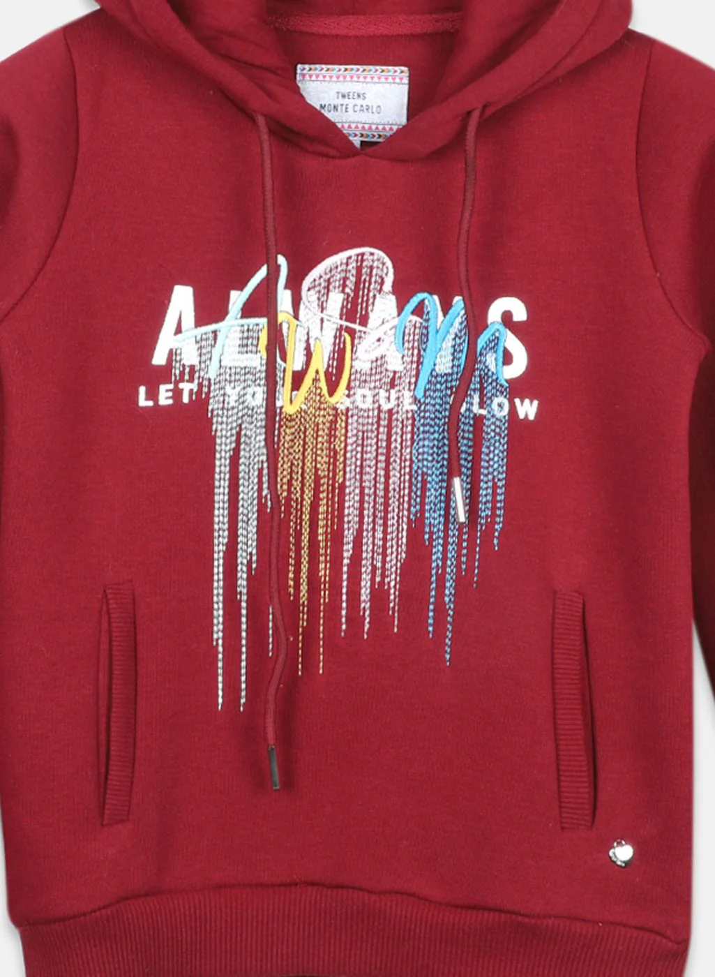 Girls Maroon Embroidered Sweatshirt - Image 3