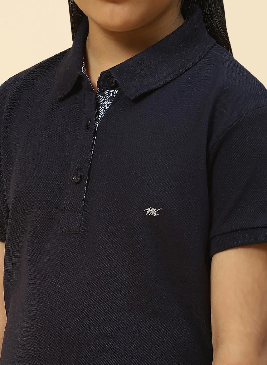 Girls Navy Blue Plain T-Shirt - Image 6