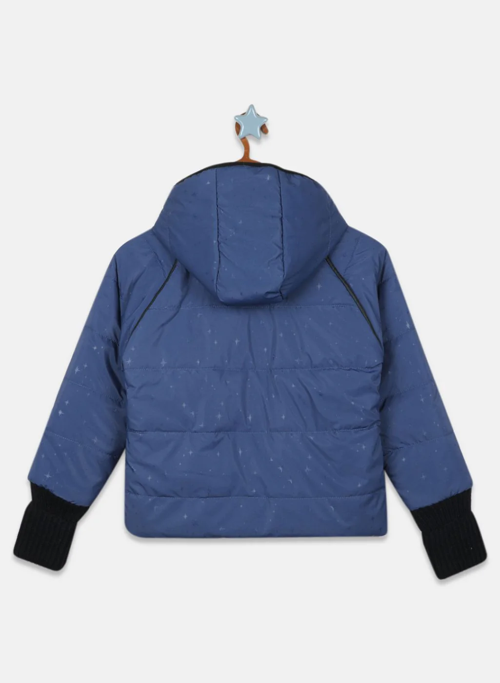 Girls NAvy Blue Printed Jacket - Image 3