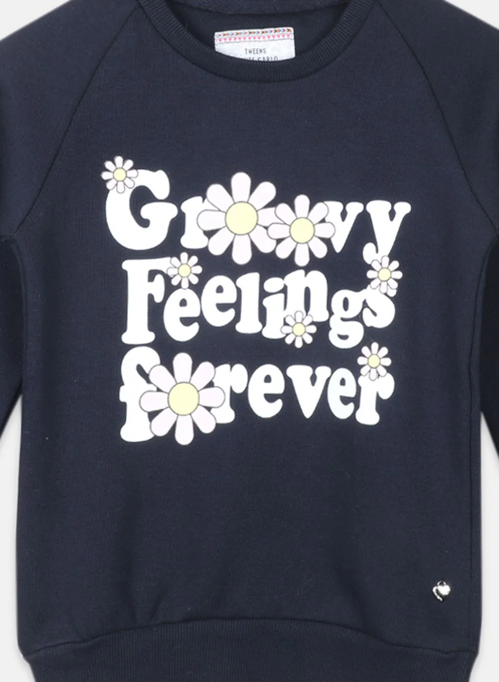 Girls NAvy Blue Printed Sweatshirt - Image 3
