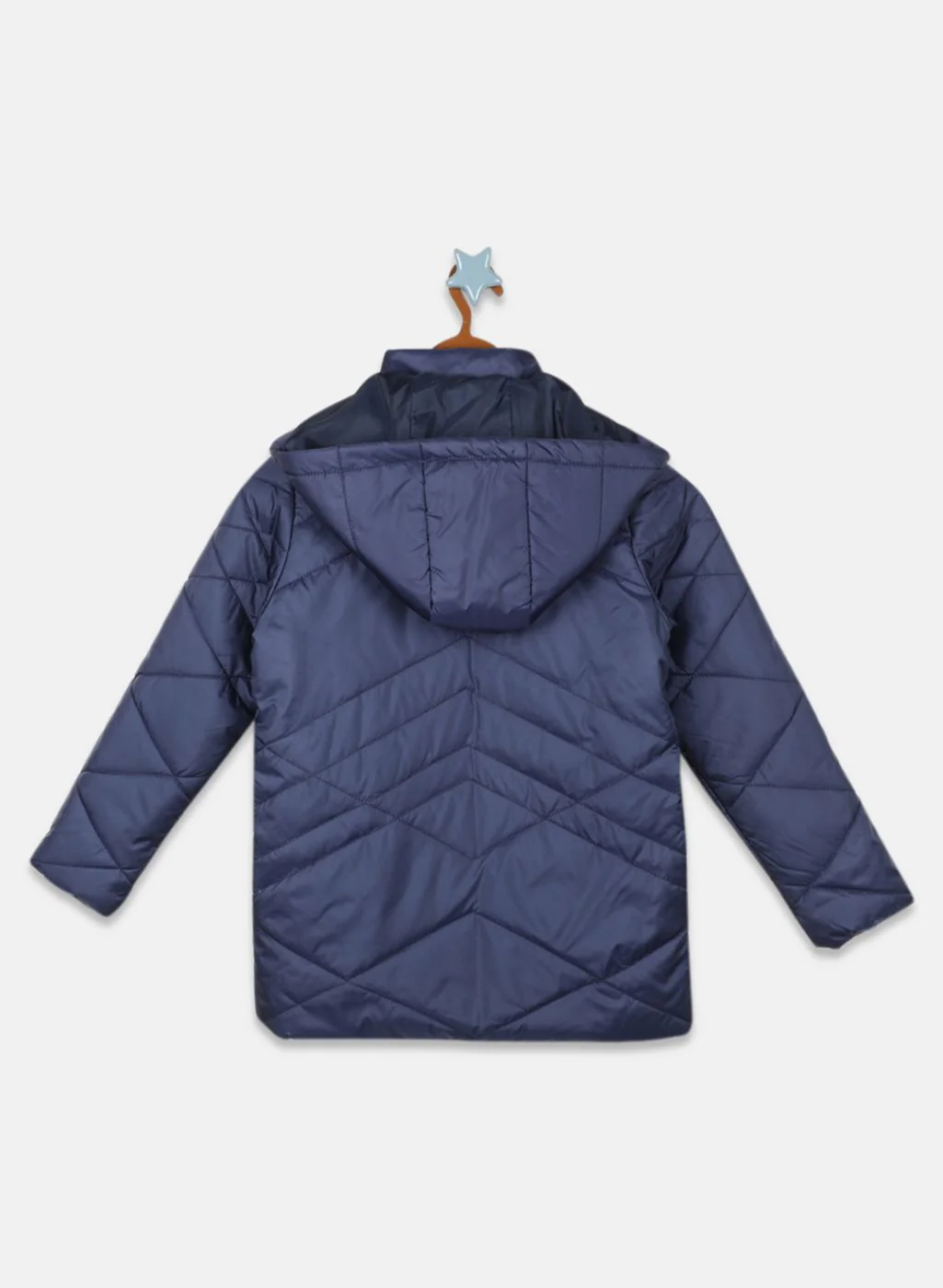 Girls NAvy Blue Solid Jacket - Image 2