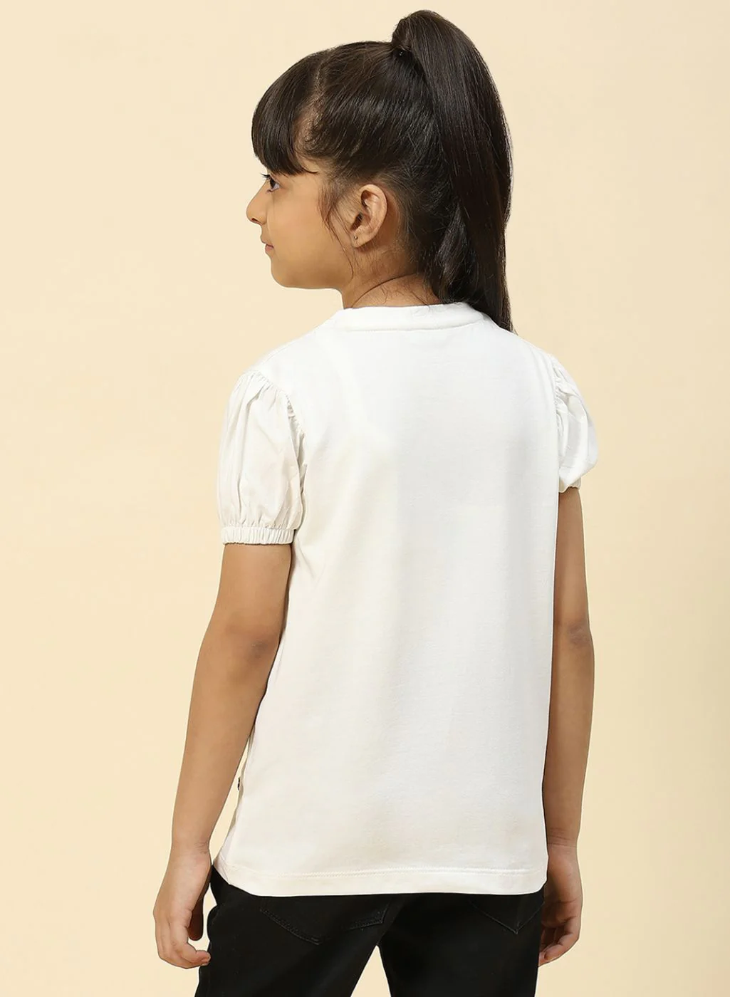 Girls Off White Printed Top - Image 5