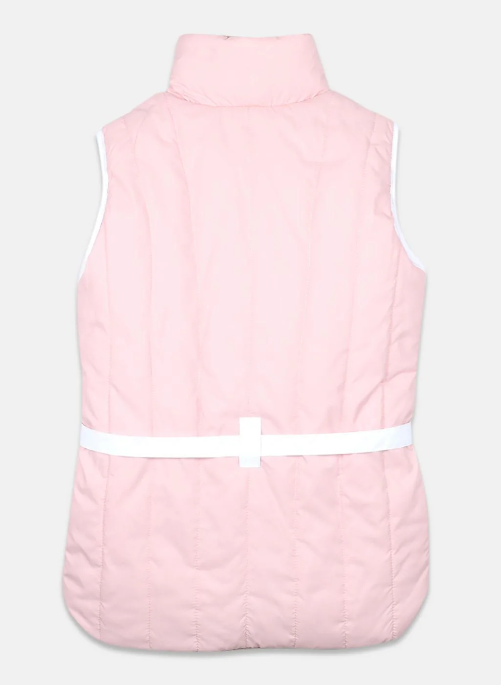 Girls Peach Solid Jacket - Image 2