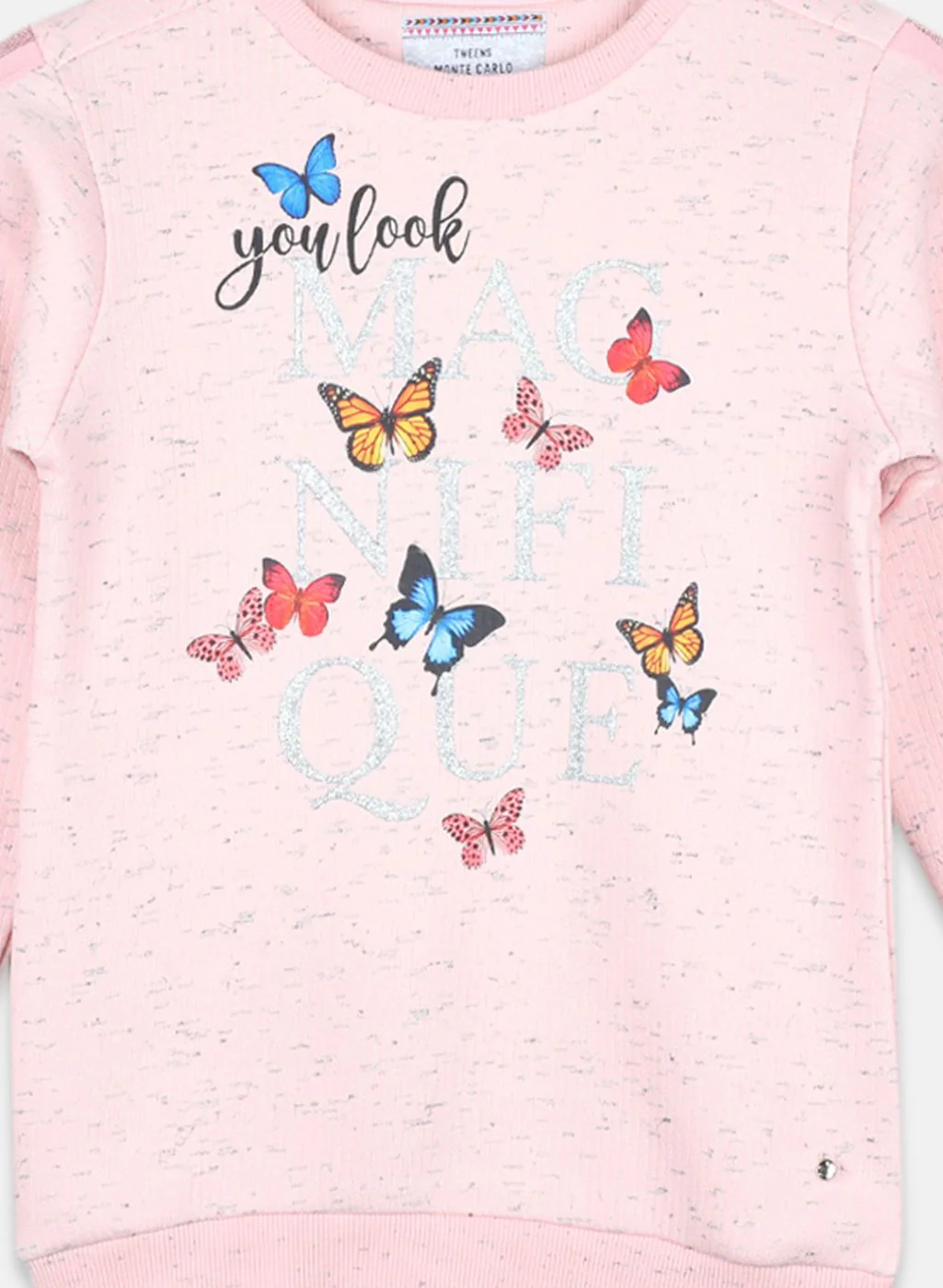 Girls Pink Printed Sweatshirt - Image 3