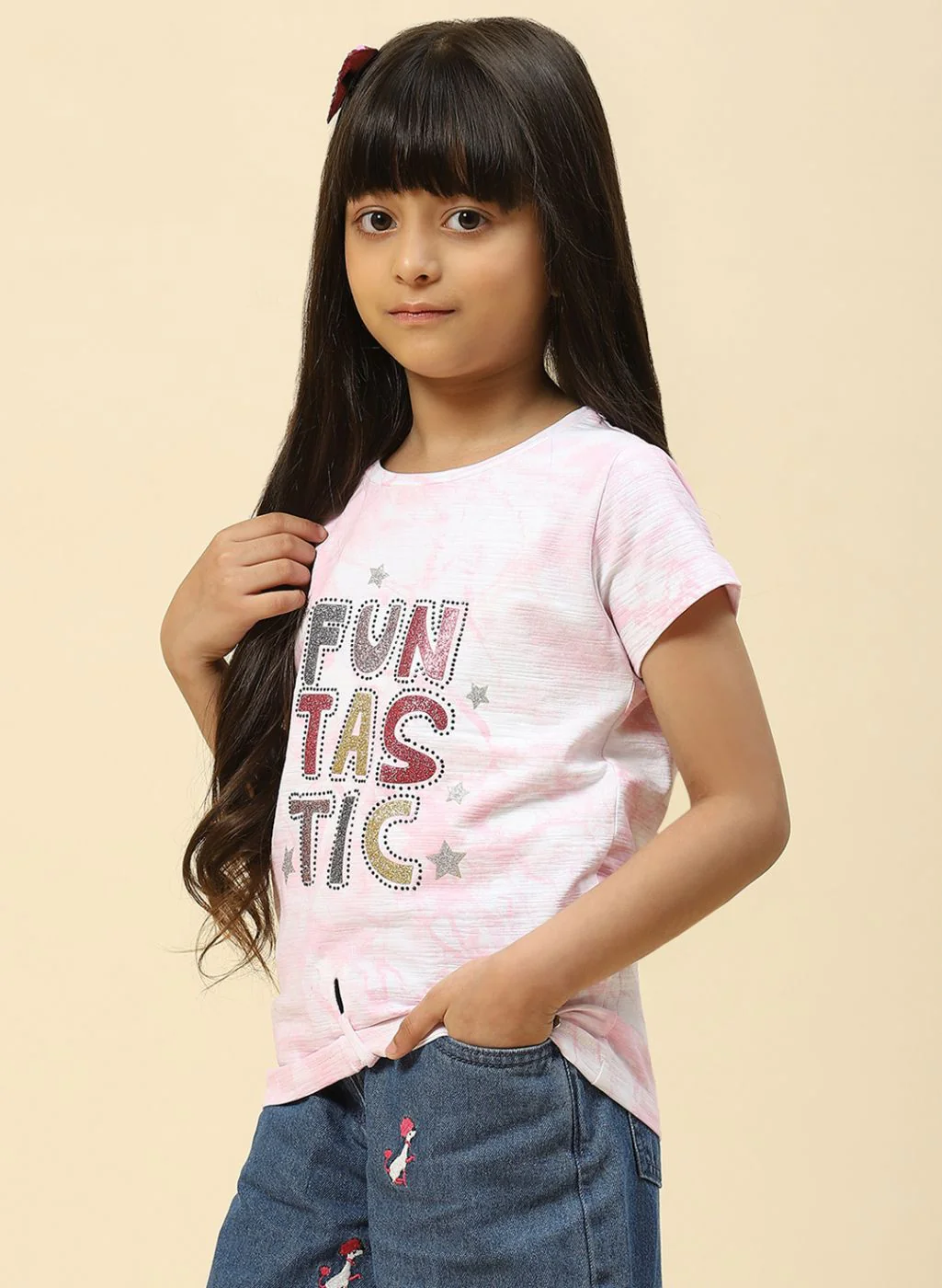 Girls Pink Printed Top - Image 3