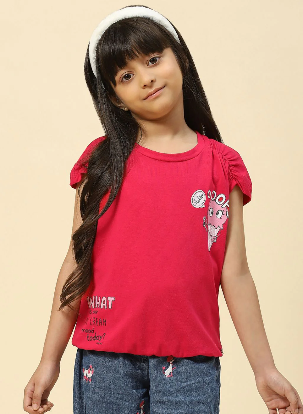Girls Pink Printed Top - Image 2