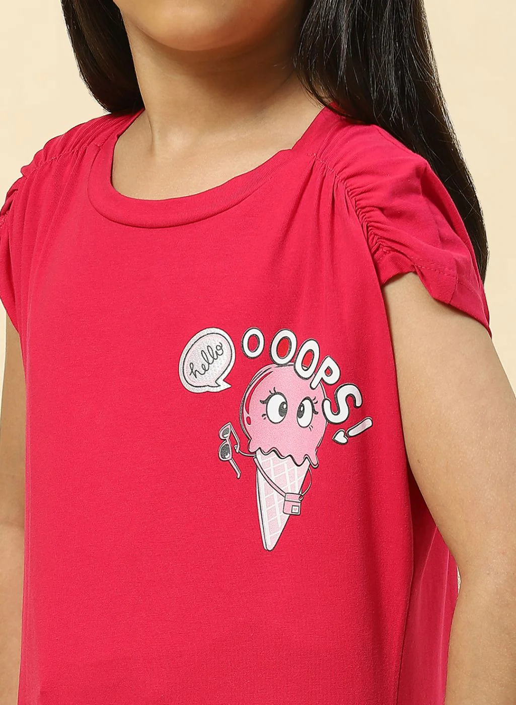 Girls Pink Printed Top - Image 6