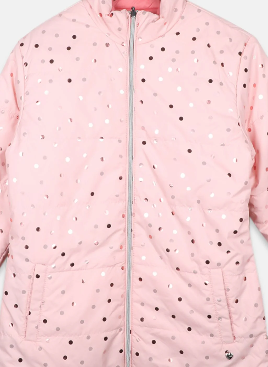 Girls Pink Reversible Printed Jacket - Image 3