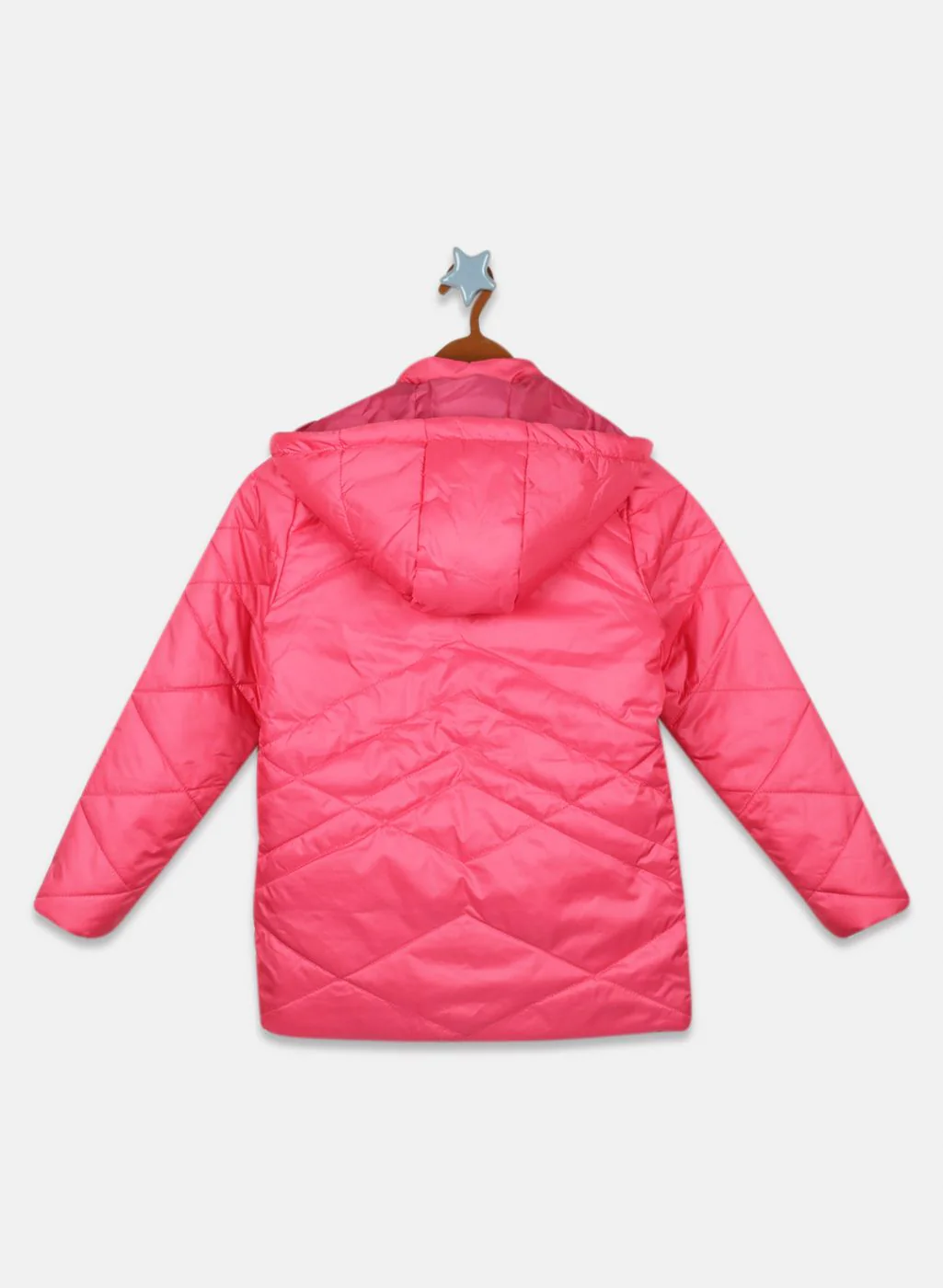 Girls Pink Solid Jacket - Image 2