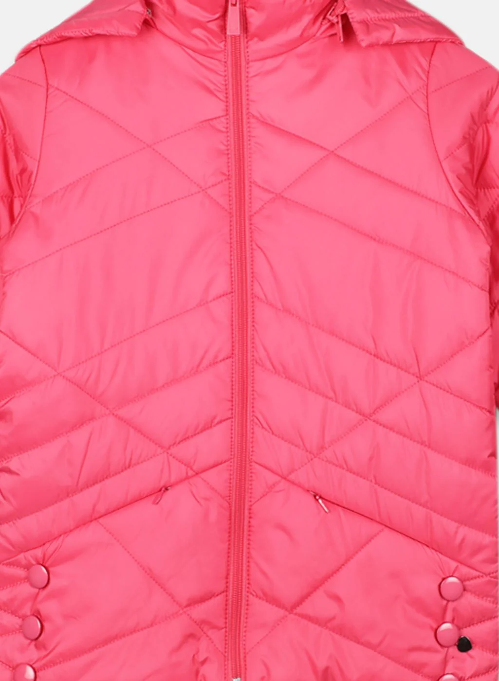 Girls Pink Solid Jacket - Image 3