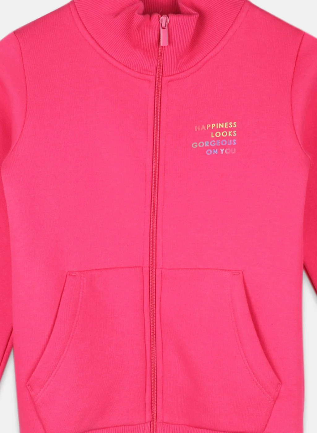 Girls Pink Solid Sweatshirt - Image 3