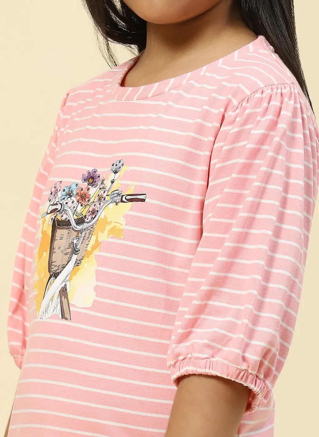 Girls Pink Stripe Top - Image 6