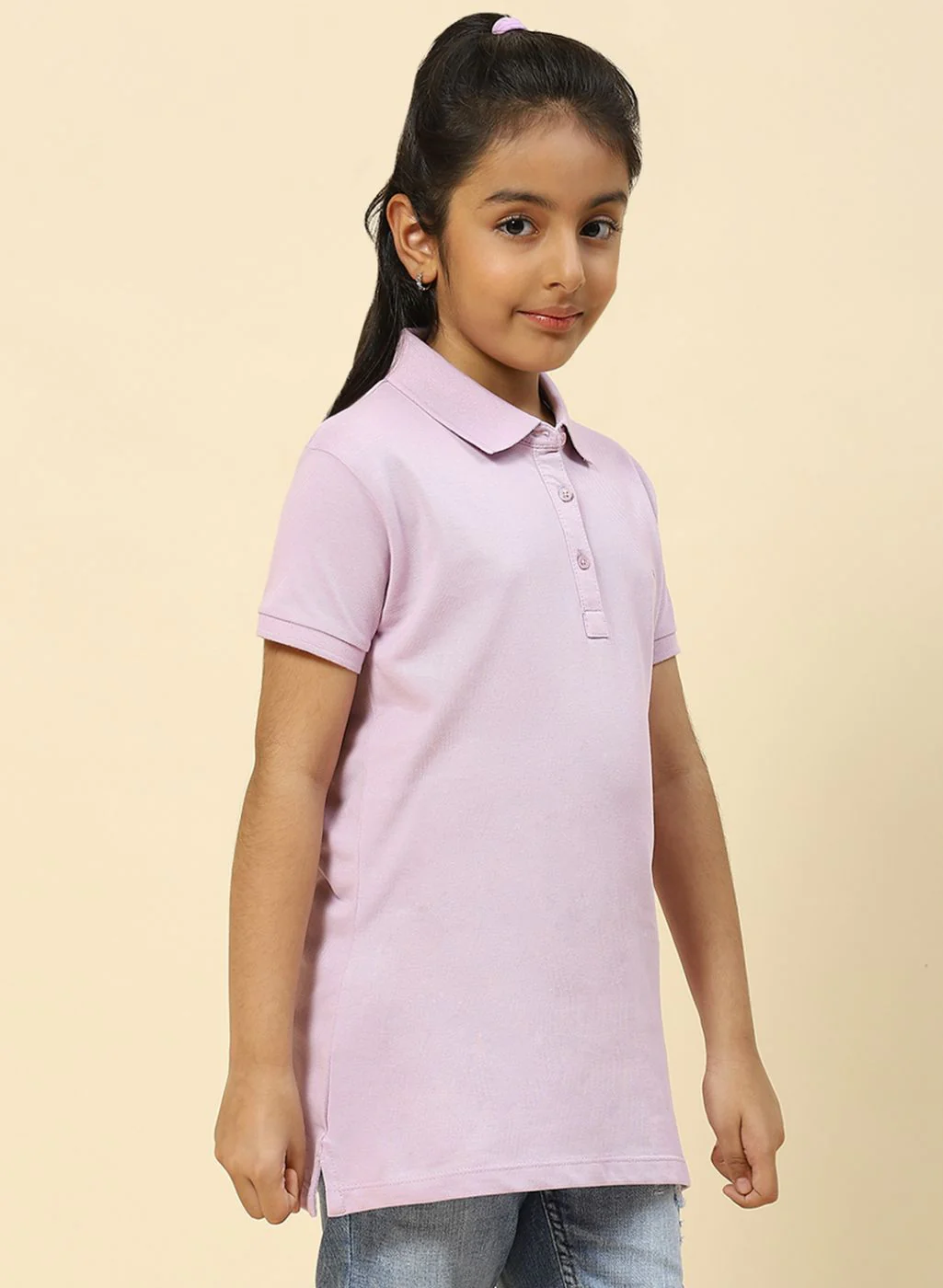 Girls Purple Plain T-Shirt - Image 4