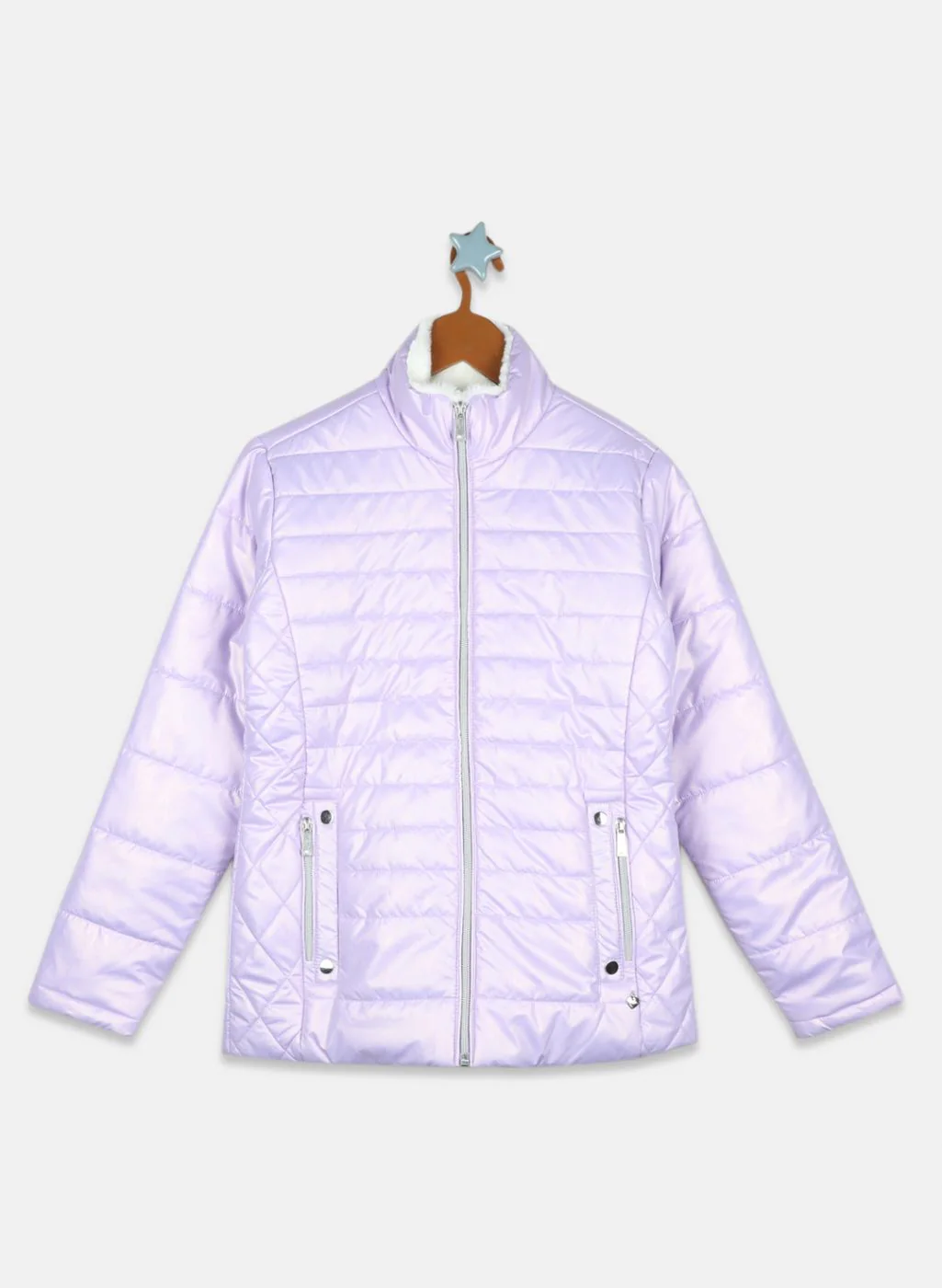 Girls Purple Printed Jacket
