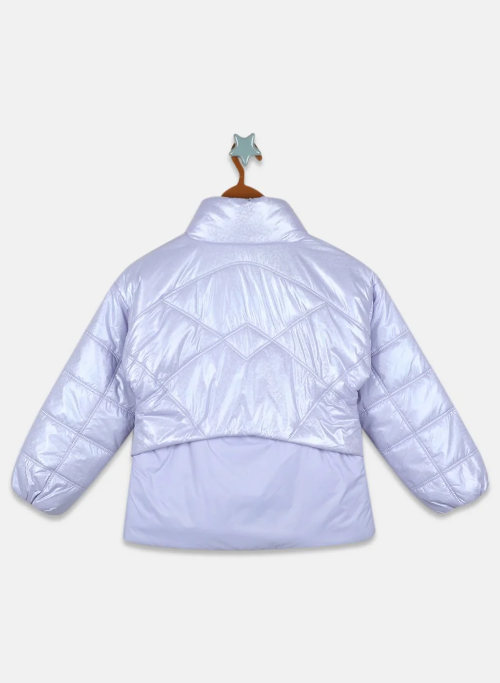Girls Purple Printed Jacket - Image 2