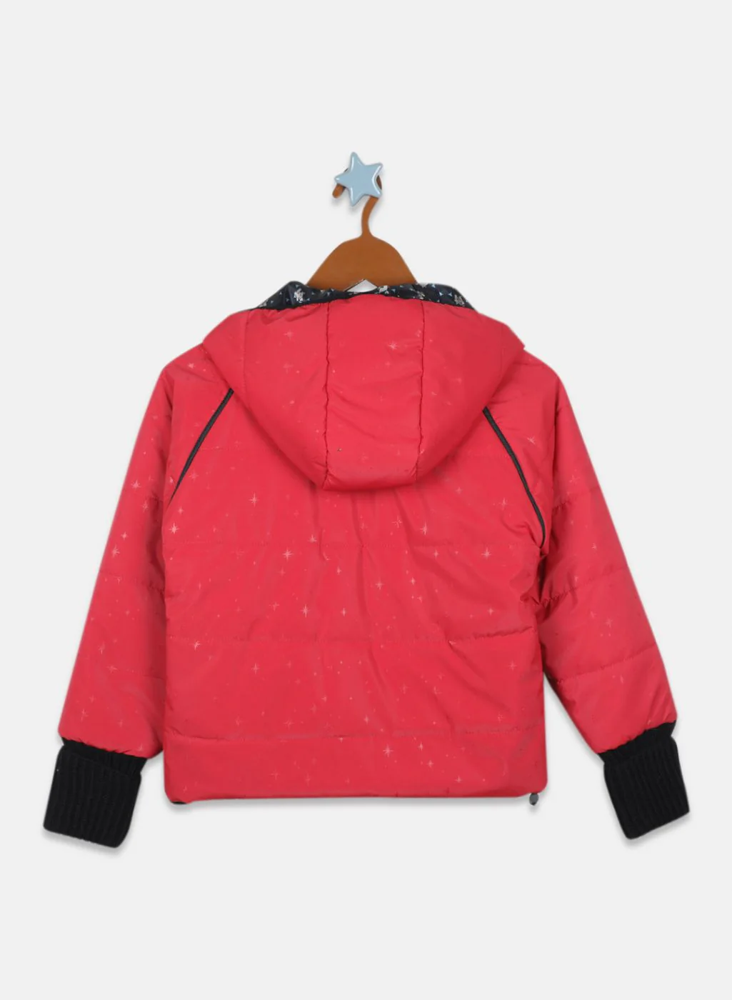 Girls Red Printed Jacket - Image 2