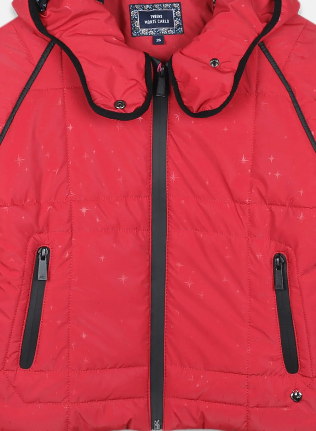Girls Red Printed Jacket - Image 3