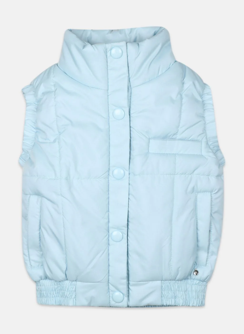 Girls Sky Blue Solid Jacket