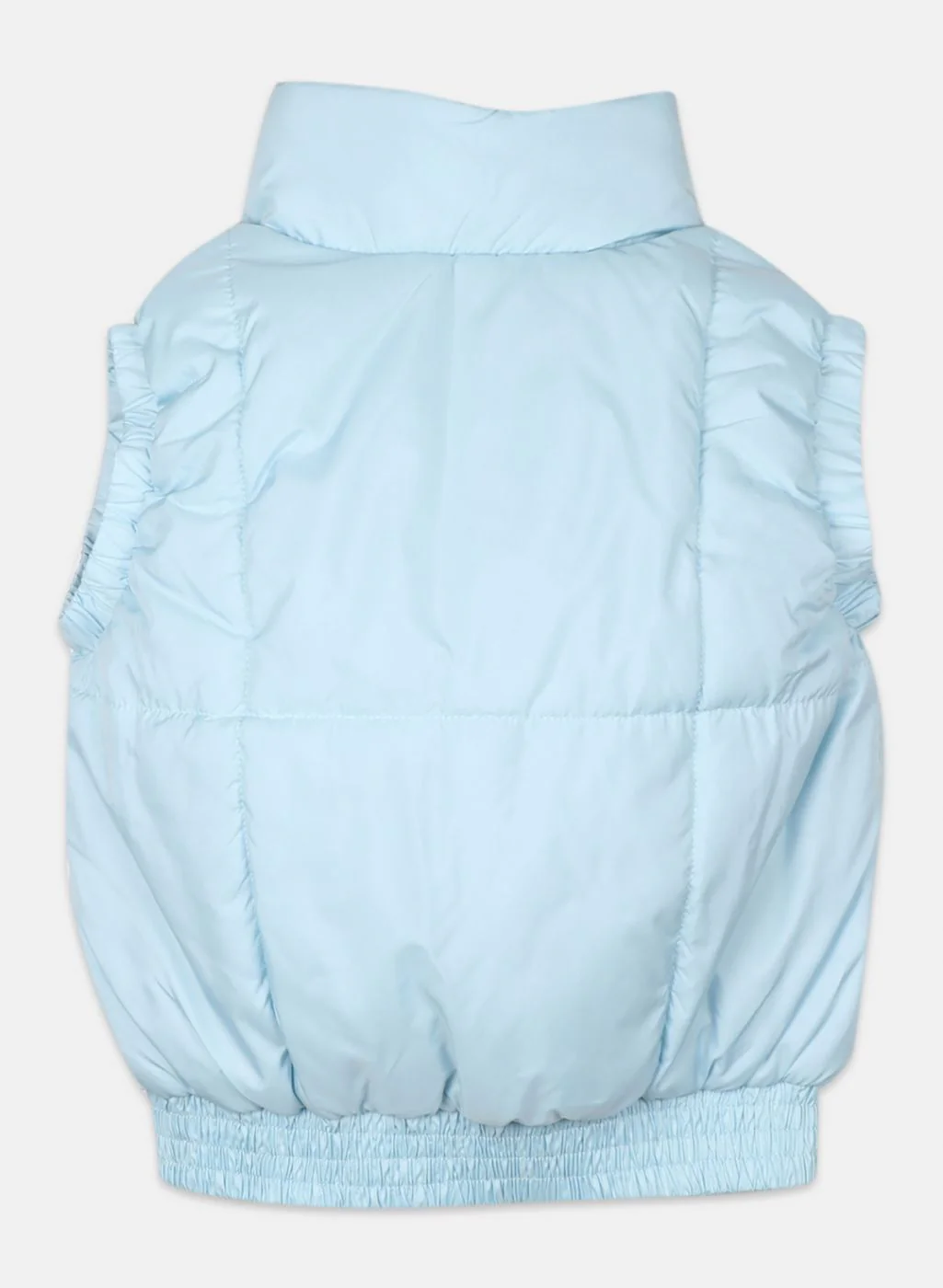 Girls Sky Blue Solid Jacket - Image 2