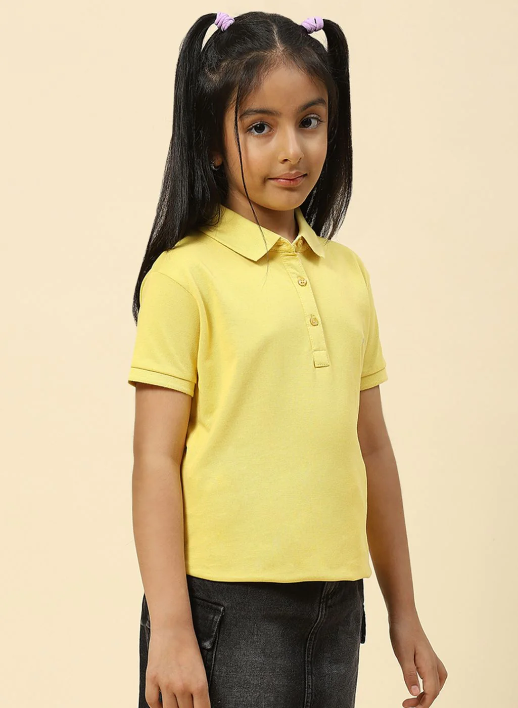 Girls Yellow Plain T-Shirt - Image 4