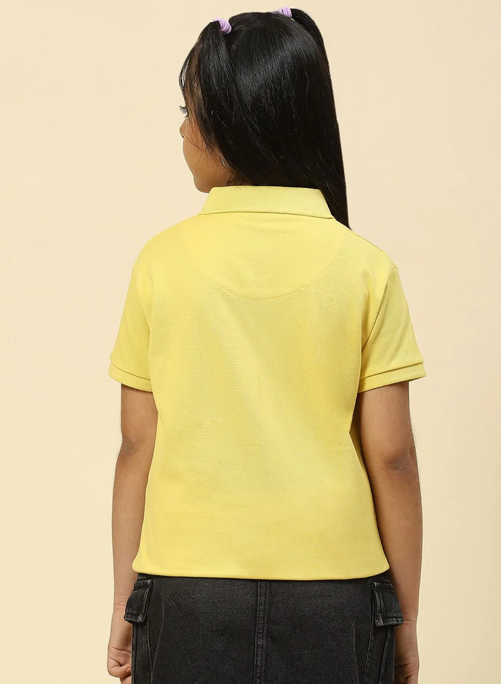 Girls Yellow Plain T-Shirt - Image 5