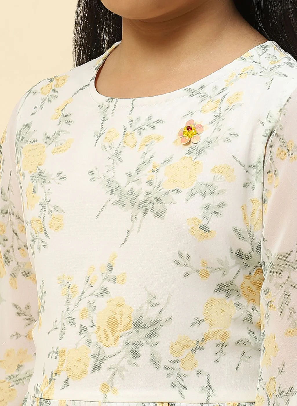 Girls Yellow Printed Dress - Image 6