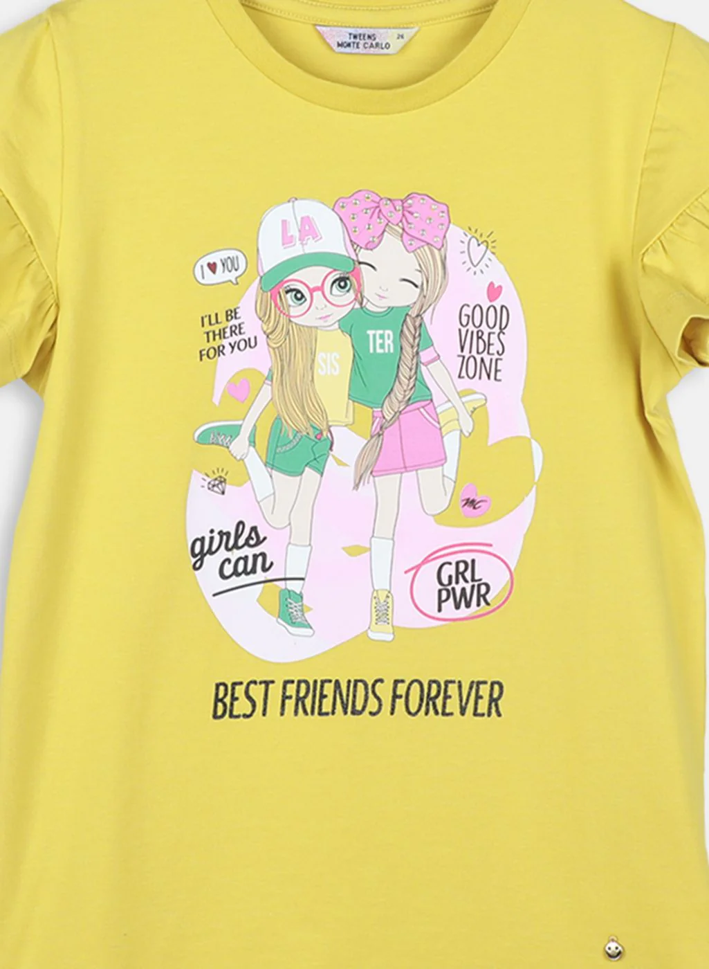 Girls Yellow Printed Top - Image 3
