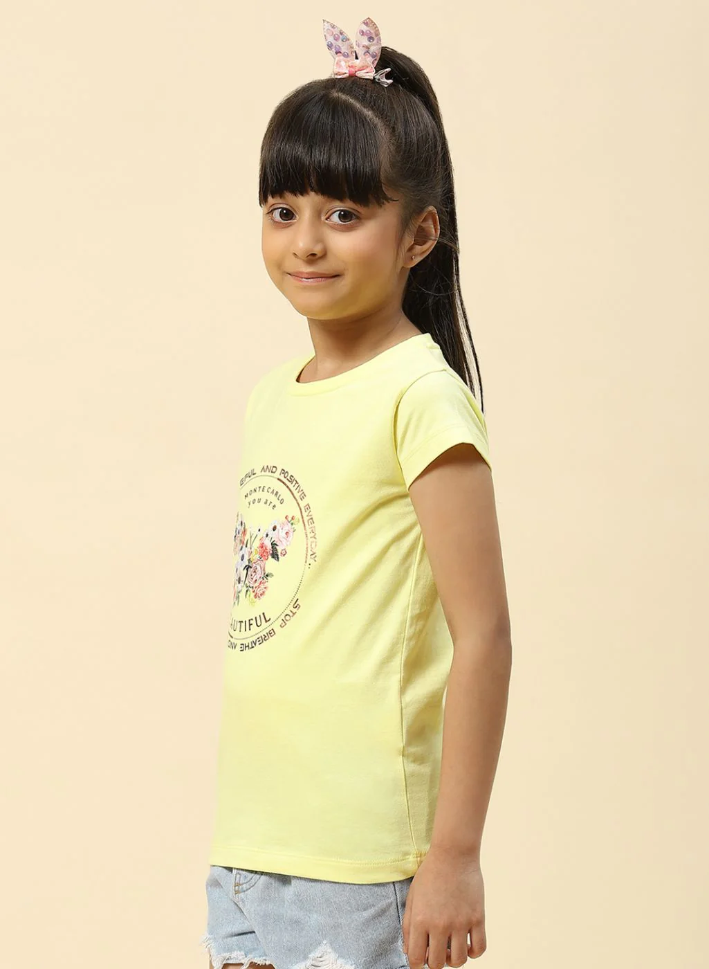 Girls Yellow Printed Top - Image 3