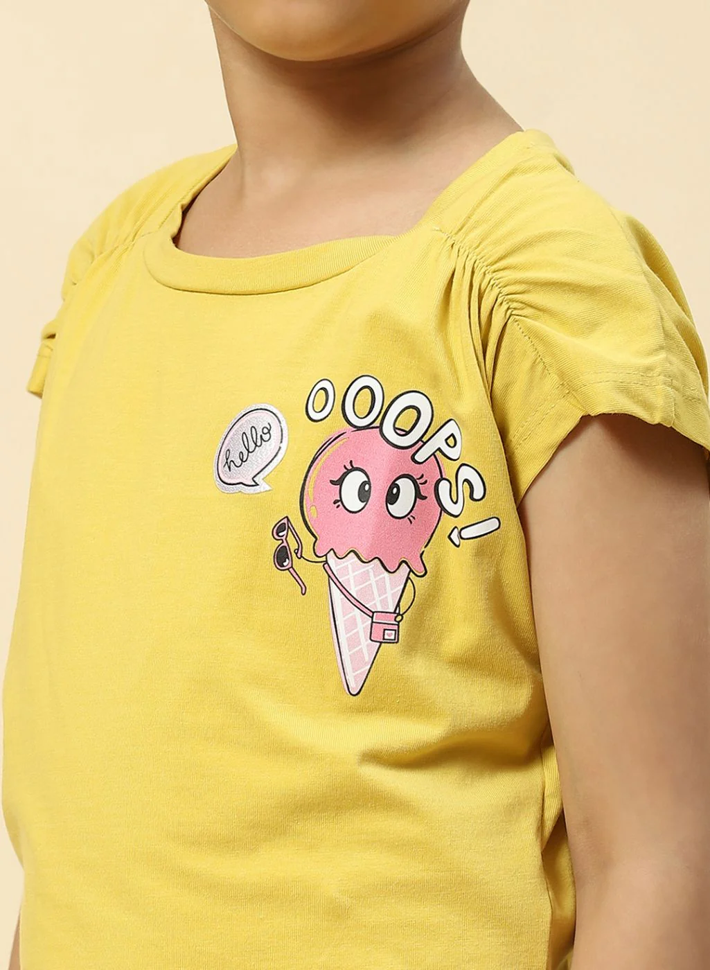 Girls Yellow Printed Top - Image 6
