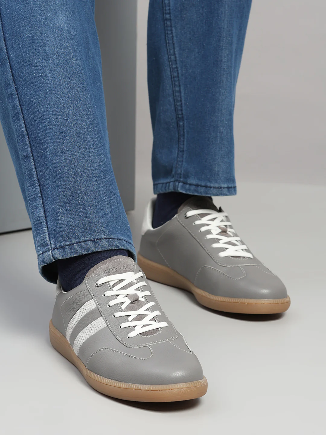 Monte Carlo Grey Smart Lace-Up Casual Sneakers for Men - Image 10