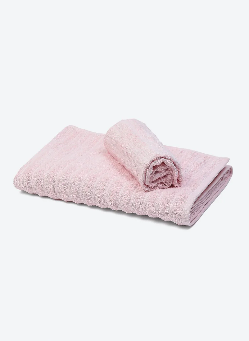 Light Pink Cotton 525 GSM Towel Set Pack of 2 (1 Bath & 1 Hand Towel) - Image 3