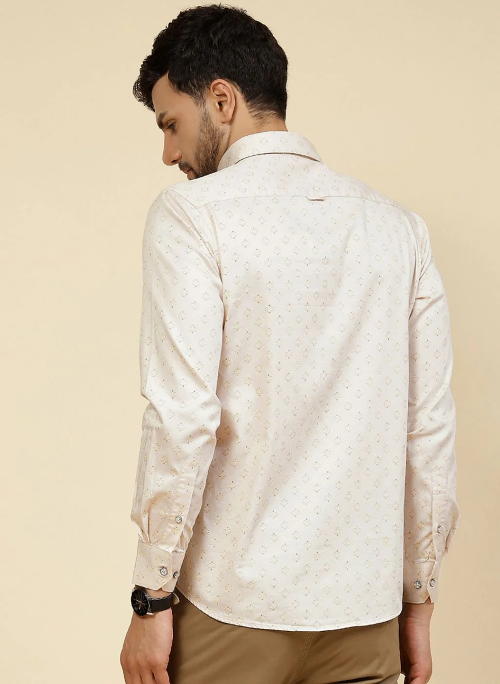 Men Beige Printed Shirt - Image 5