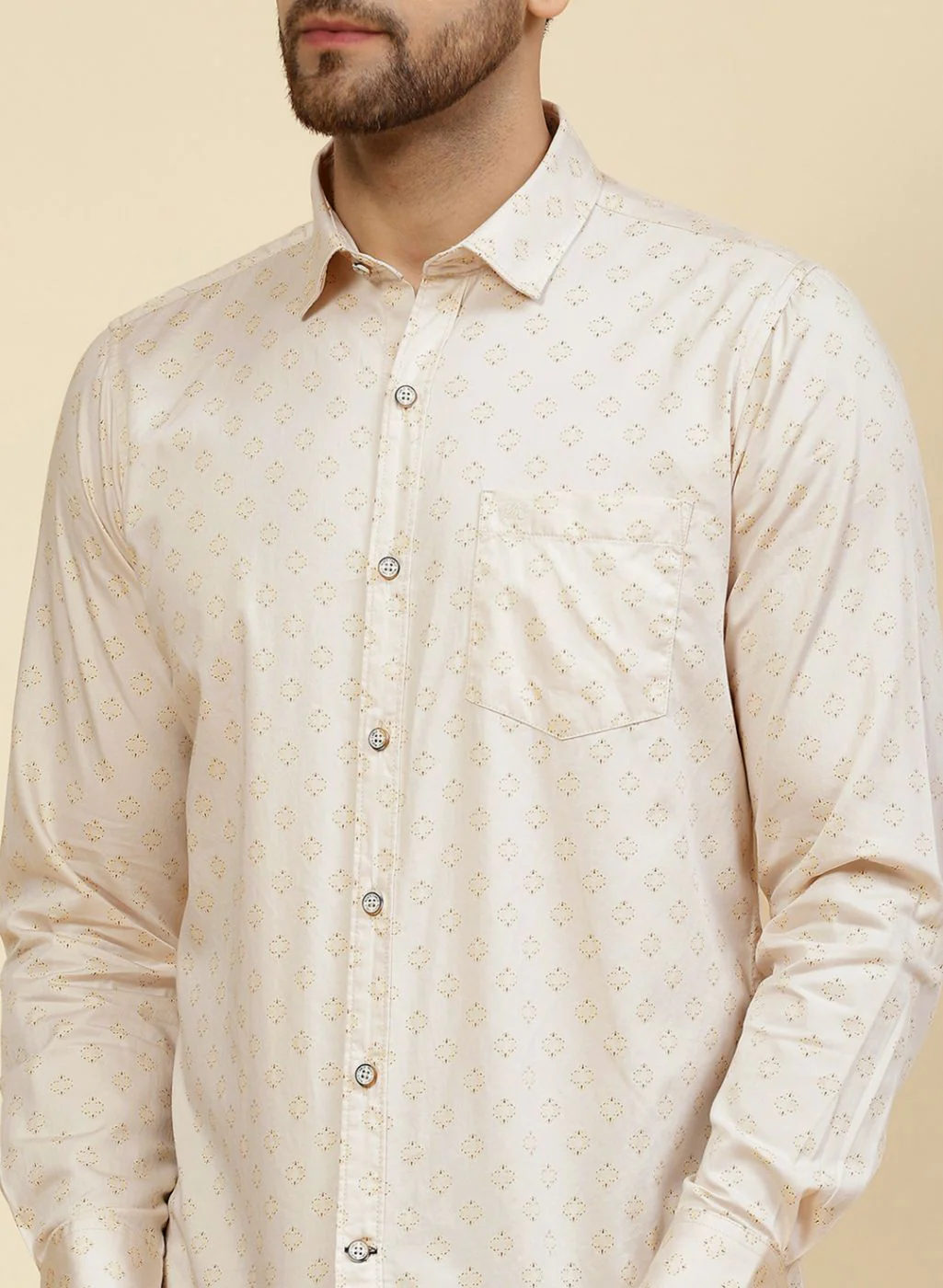 Men Beige Printed Shirt - Image 6