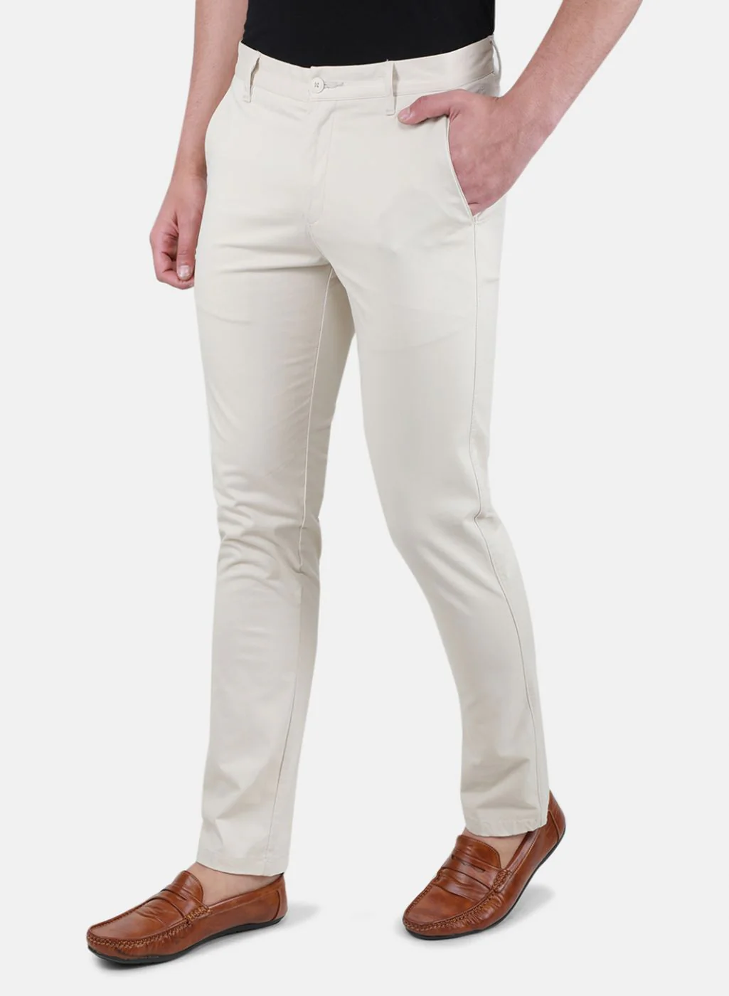 Men Beige Regular Fit Trouser - Image 2