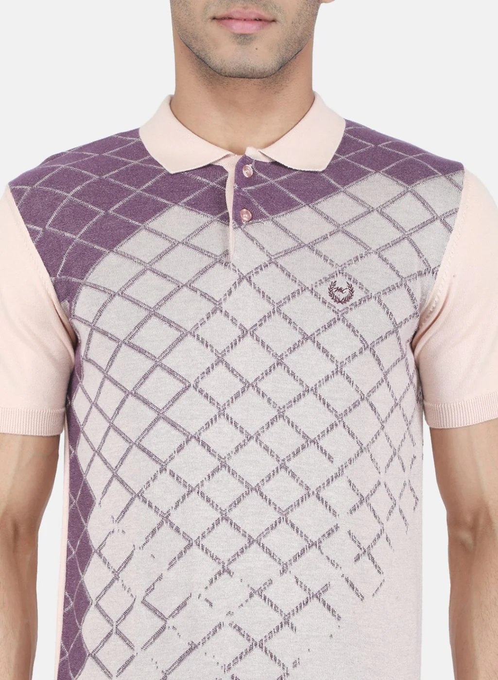 Men Beige Self Design T-Shirt - Image 5