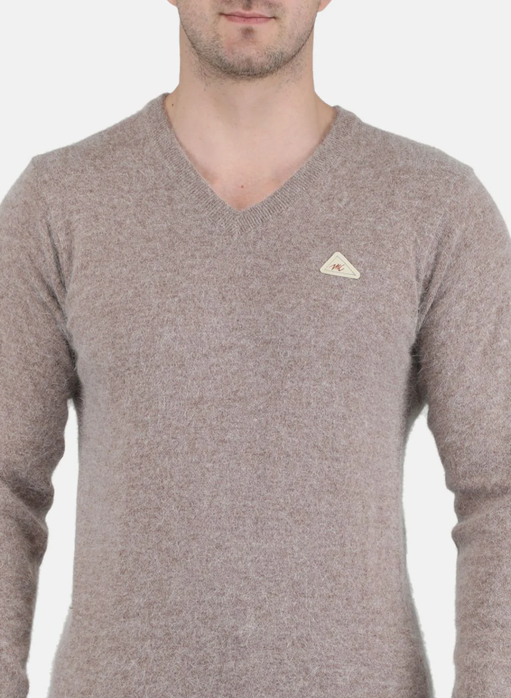 Men Beige Solid Pullover - Image 5