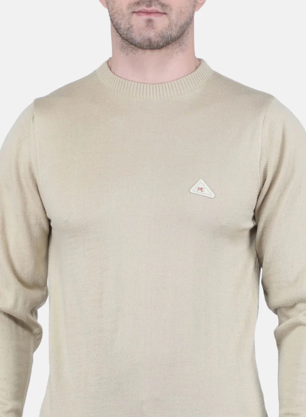Men Beige Solid Pullover - Image 5