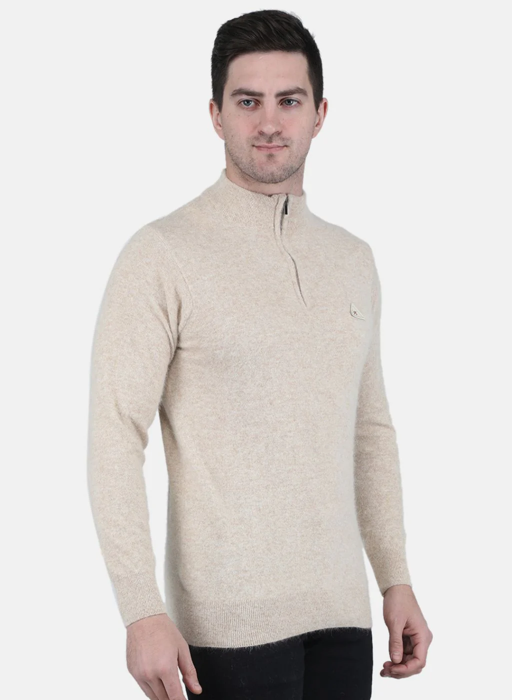 Men Beige Solid Pullover - Image 6
