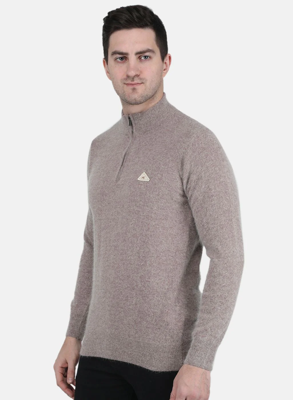 Men Beige Solid Pullover - Image 2
