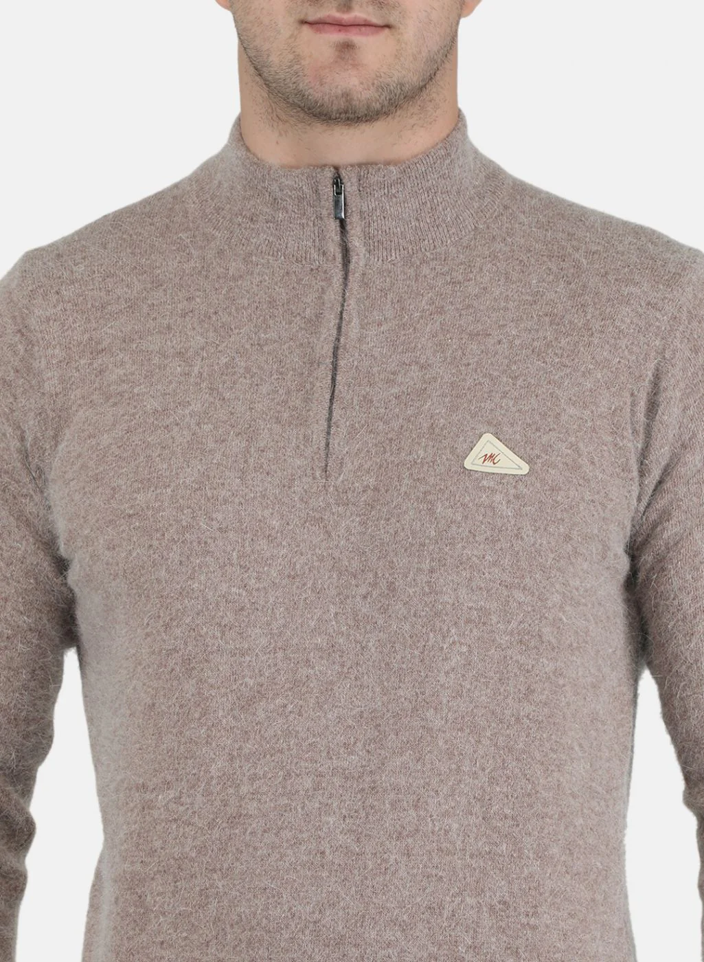 Men Beige Solid Pullover - Image 5